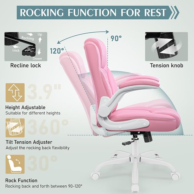 Leather Office Chair, PU Home Computer Desk Chairs - Image 7