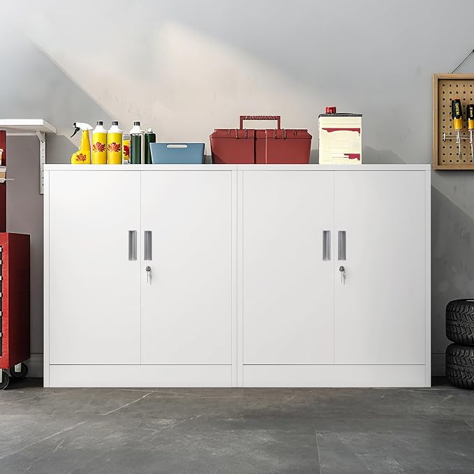 Wanfu Metal Storage Cabinet, Utility Room-White - Image 4