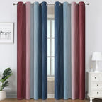 Navy Blue and Burgundy Red Ombre Blackout Curtains - Image 2