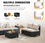 JOYURE 10 Pieces Patio Furniture Set All-Weather Outdoor Wicker Sectional - Image 6