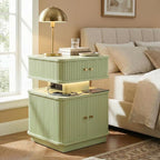 Nightstand with Charging Station, Modern Night Stand with Smart Led Light and 2 - Image 3