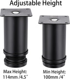 OwnMy 4PCS 4 Inch Furniture Legs Feets Metal Cabinet Legs, Adjustable Round - Image 4