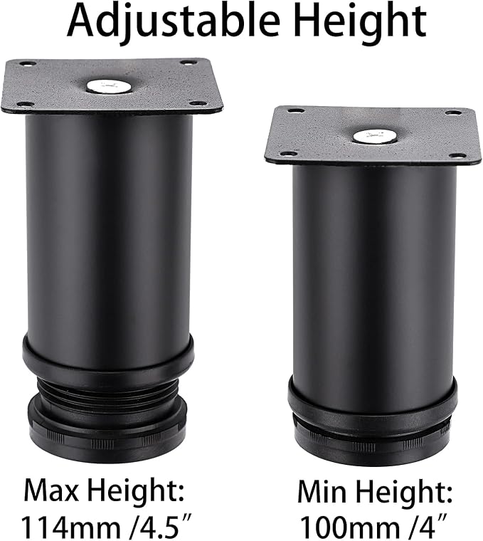 OwnMy 4PCS 4 Inch Furniture Legs Feets Metal Cabinet Legs, Adjustable Round - Image 4