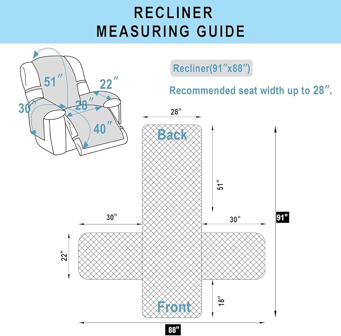 Reversible Chair Covers for Recliner Oversized, Dark Grey | Recliner Oversized - Image 6