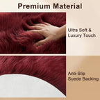 duduta Burgundy Faux Sheepskin Fur Rug 3x5 ft, Fluffy Carpet Rug | Shag Fuzzy - Image 3
