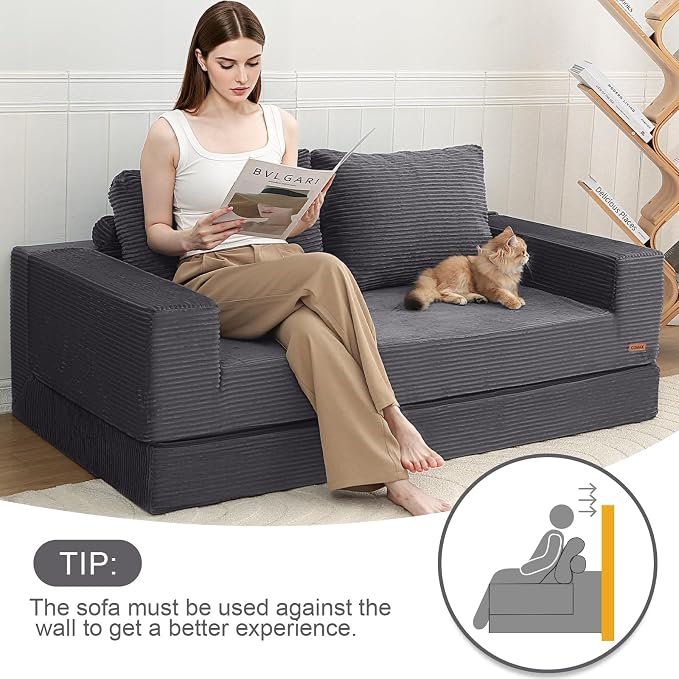 COMAX Futon Sofa Bed, 4-in-1 Convertible Floor Couch - Image 4