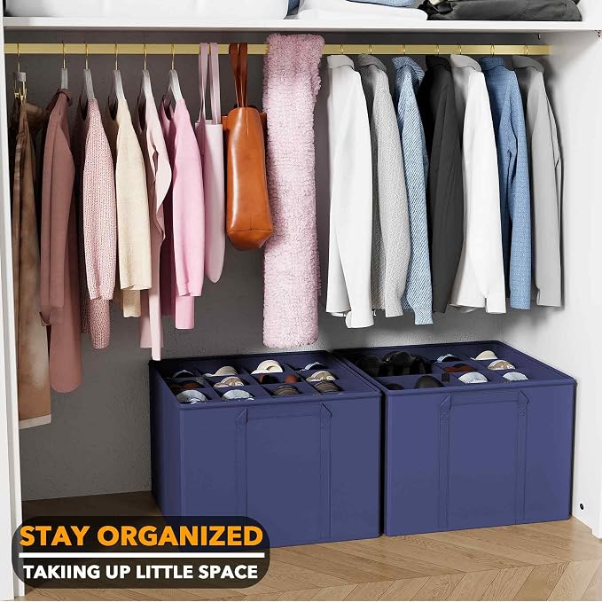 SpaceAid Shoe Organizer for Closet, 2 Pack Foldable Shoe Storage Containers - Image 6
