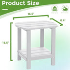 Adirondack Square Outdoor Side Table, 2-Tier Storage Patio Side Table, HDPE End - Image 3