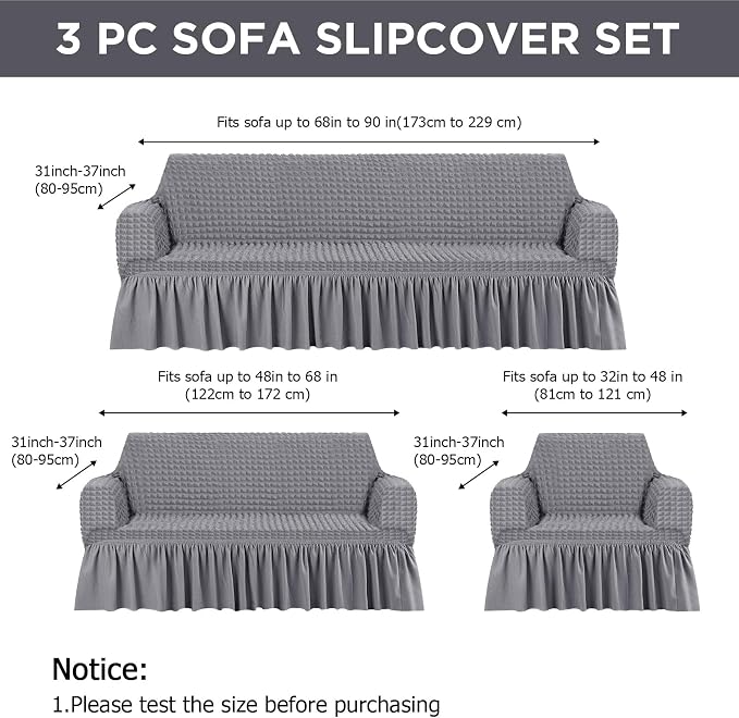 Fanfanwin 3 Pcs Sofa Slipcover Set - Image 2