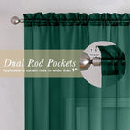 Hunter Green Sheer Curtains 90 Inches Long 2 Panels, Airy Voile Solid Curtains - Image 5