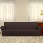 PureFit Stretch Couch Covers for Sofa 4 Seater Slipcovers Chocolate | 1-Piece - Image 2