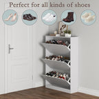 BORNOON Shoe Cabinet with 3 Flip Drawers, Hidden Wood Shoe Cabinet, - Image 4