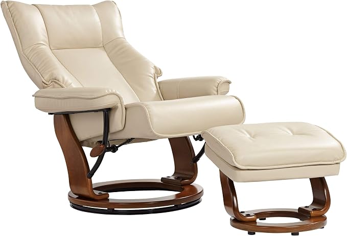 Benchmaster Morgan Stucco Swivel Faux Leather Recliner - Image 6