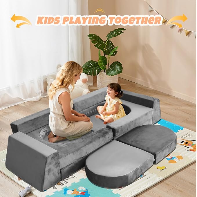 10 Pcs Modular Kids Play Sofa – Versatile Convertible Foam Cushion That Doubles - Image 2