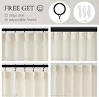 Topfinel 105 Inch Curtains 2 Panels Set, Two Packs Pinch Pleat Back Tab Linen - Image 2