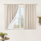 100% Blackout Linen Curtains for Cafe 40 Inch Length 2 Panels | Oatmeal by LAMIT