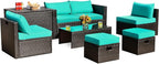 Tangkula 8 Piece Patio Furniture Set, Patiojoy Outdoor Space Saving PE Rattan by TANGKULA