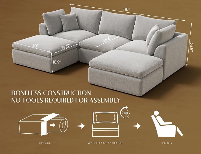 ohllob 110" Cloud Sectional Couches - Image 2