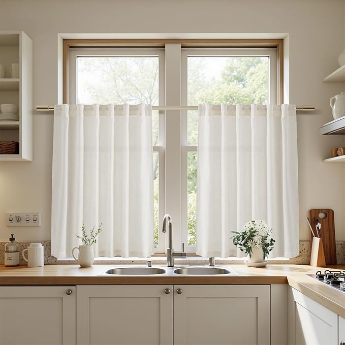 Cafe Linen Curtains 24 Inch Length - Image 6