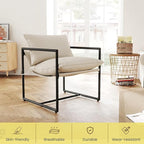 Kromax Sling Accent Chair, Cozy Living Room Chairs, Square Metal Frame - Image 5