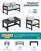 SERWALL 5 Pieces HDPE Outdoor Conversation Sofa Set - Image 5