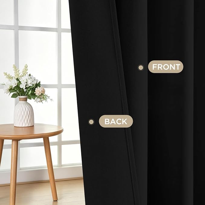 Joydeco Blackout Curtains for Bedroom, Long Black Drapes - Image 5