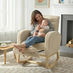 NIOIIKIT Modern Nursery Rocking Chair, Teddy Upholstered Rocking Chair - Image 3