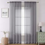 Charcoal Grey Sheer Curtains 90 Inches Long 2 Panels, Light Filtering Voile by Lecloud
