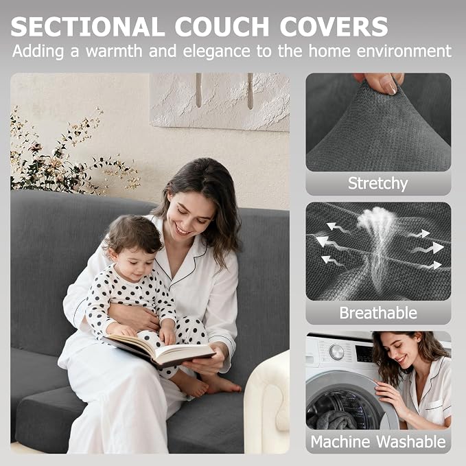 Arfntevss Sectional Couch Covers L Shape Couch Cushion Covers Slipcovers Fitted - Image 2