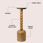 JONATHAN Y Turner 24.5" White & Natural Mango Wood Round Drink Table, Tall - Image 4