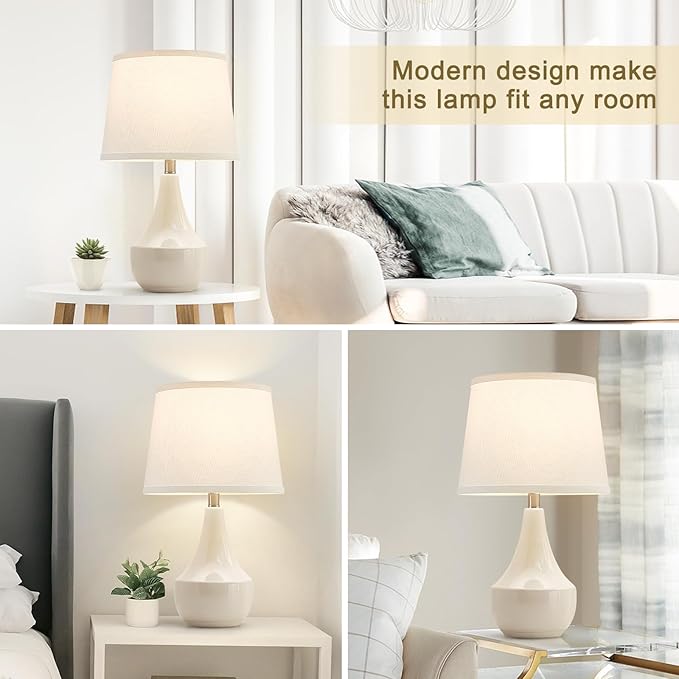 GyroVu 18" Table Lamp Set of 2, Ceramic Table Lamp Classic Beside Lamps - Image 5