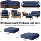 8Pcs Outdoor Cushion Covers, Stretch Patio Furniture Couch Chair Slipcovers | - Image 2