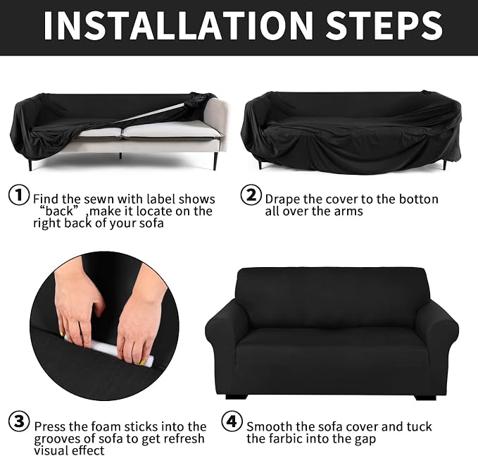 Peryiter 2 Pcs Sofa Covers Couch and Loveseat Covers Set Stretch Sofa Slipcover - Image 4