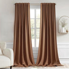 MIULEE Cappuccino Brown Back Tab Blackout Curtains 52"x96" Long 2 Panel Set | by MIULEE