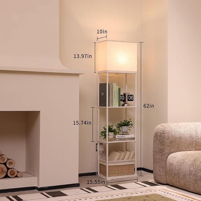 Gupuzm Floor Lamp with Shelves, Large Size Rectangle Standing Lamp with 3 Color - Image 4