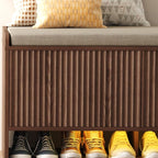 HOMEFORT 39.4" Fluted Shoe Storage Bench, Entryway Bench - Image 7