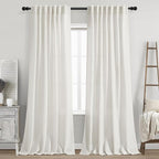 Cream Linen Back Tab Curtains 86 Inch Length by Nanspring
