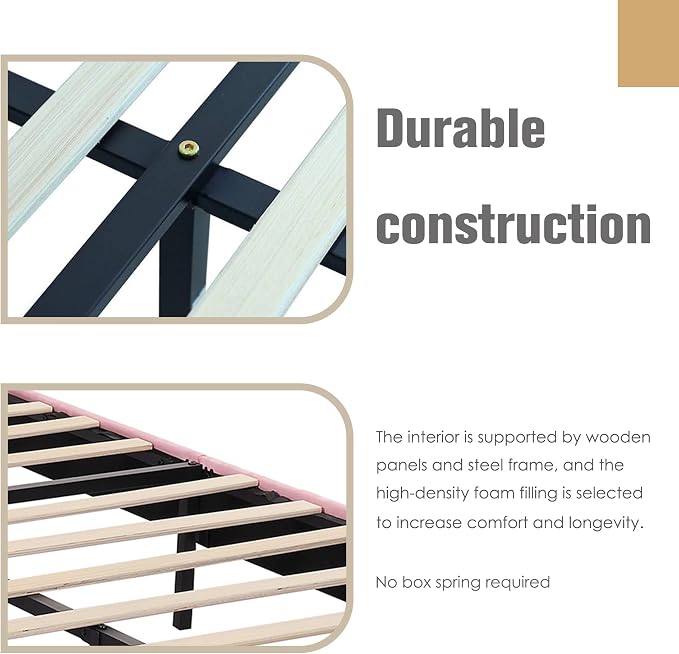 AGARTT Upholstered Platform Bed Frame Twin Size - Image 5
