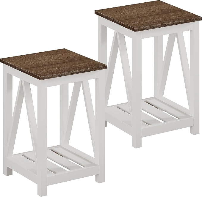 ChooChoo Farmhouse End Table, Rustic Vintage End Side Table by ChooChoo
