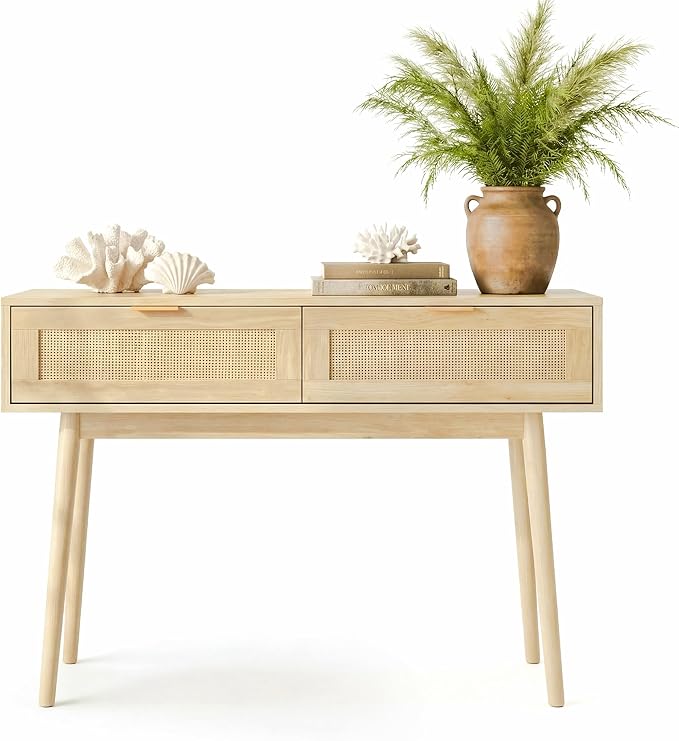 HOPUBUY Console Table Rattan Desk - Image 7