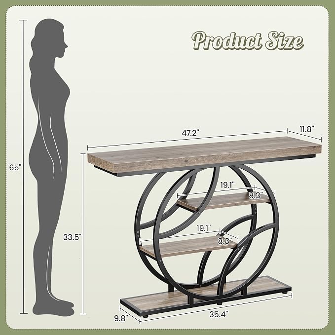 Huuger 47.2 Inch Entryway Table, Industrial Console Sofa Table - Image 2