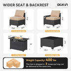 Aoxun Patio Furniture Set with 44'' Fire Pit Table, Widen Armrests Wicker - Image 7