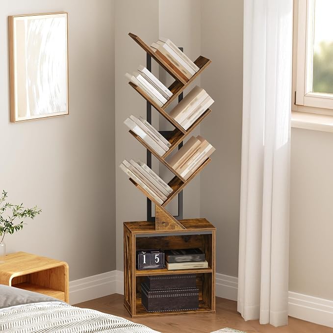 RALGEND Tree Bookshelf, 6 Tier Bookcase - Image 6