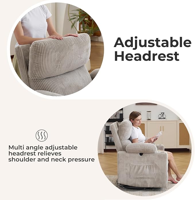 Rocking Chair Nursery with Adjustable Armrests, Electric Glider Recliner - Image 4