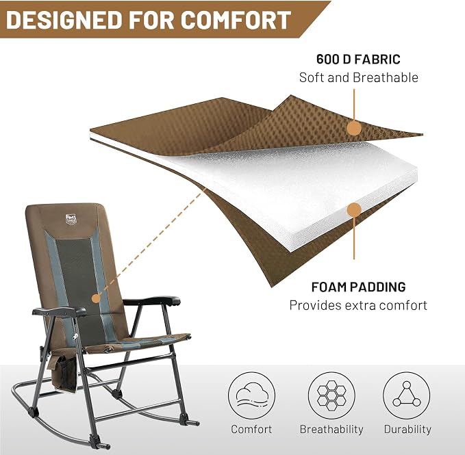 TIMBER RIDGE Outdoor Folding Rocking Chair, Hard Armrests - Image 4