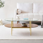 LumFurn Oval Glass Coffee Table, Mid-Century Modern Design, L41 x W21 x H17 inch - Image 4