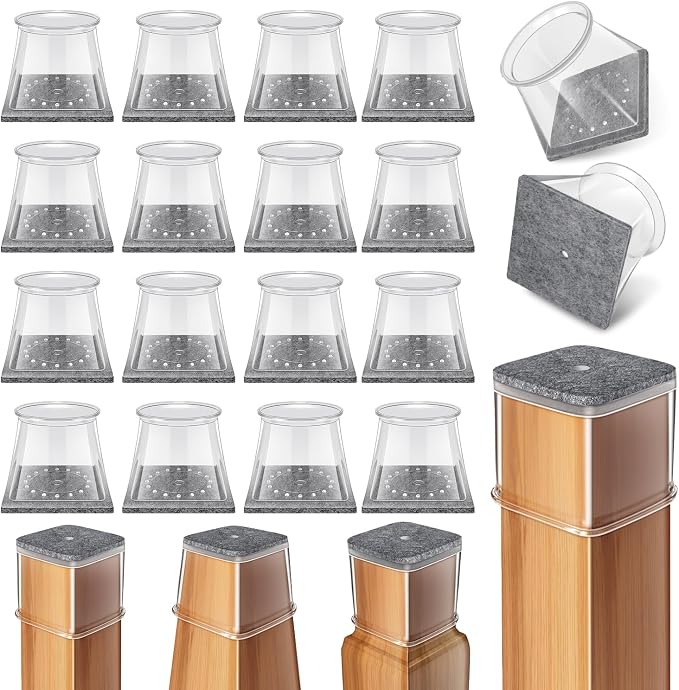 Ansible 24 Pcs Chair Leg Floor Protectors Square, Silicone Felt Furniture Leg by Ansible