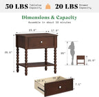 AMERLIFE 24" Walnut Nightstand, Vintage Bedside Table - Image 2