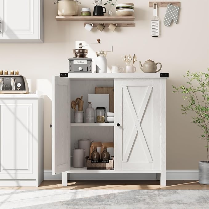 GarveeHome Small Storage Cabinet, Farmhouse Sideboard Buffet Cabinet - Image 3