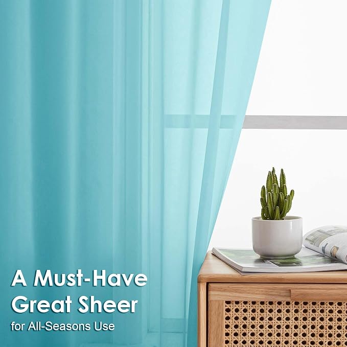 Sheer Curtains 63 inch Length 2 Panels Set - Image 5